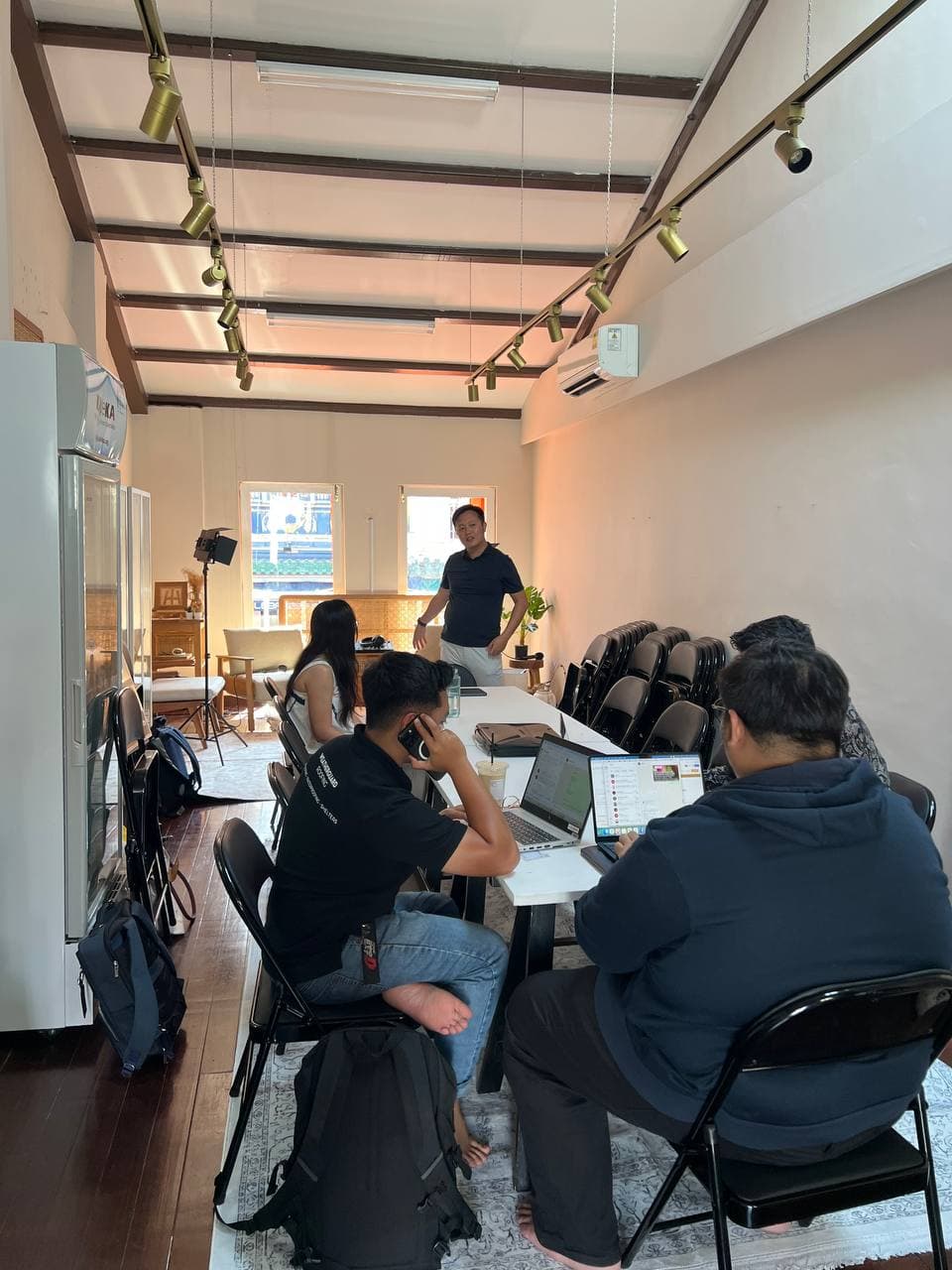 Modern office workspace background